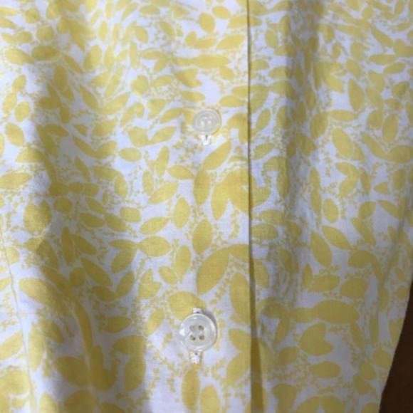 J Crew Yellow Small Leaf Print Button Up Top - Picture 3 of 12